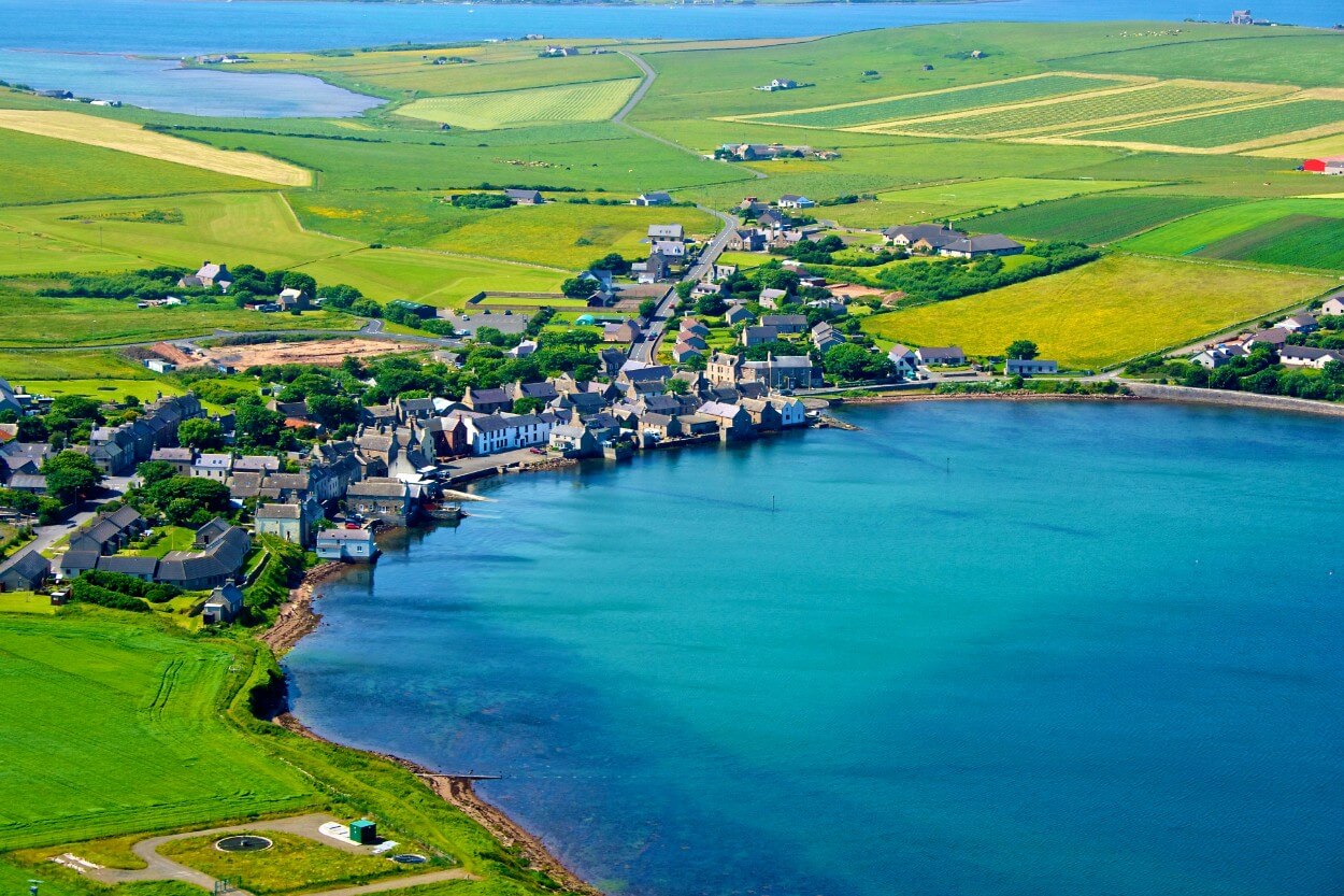 Orkney Craft Trail - Aerial photo of St Margarets Hope by Colin Keldie